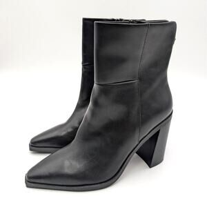 Steve Madden Silvee Leather Ankle Boots Side Zip Women's Black Size US8M EU38.5